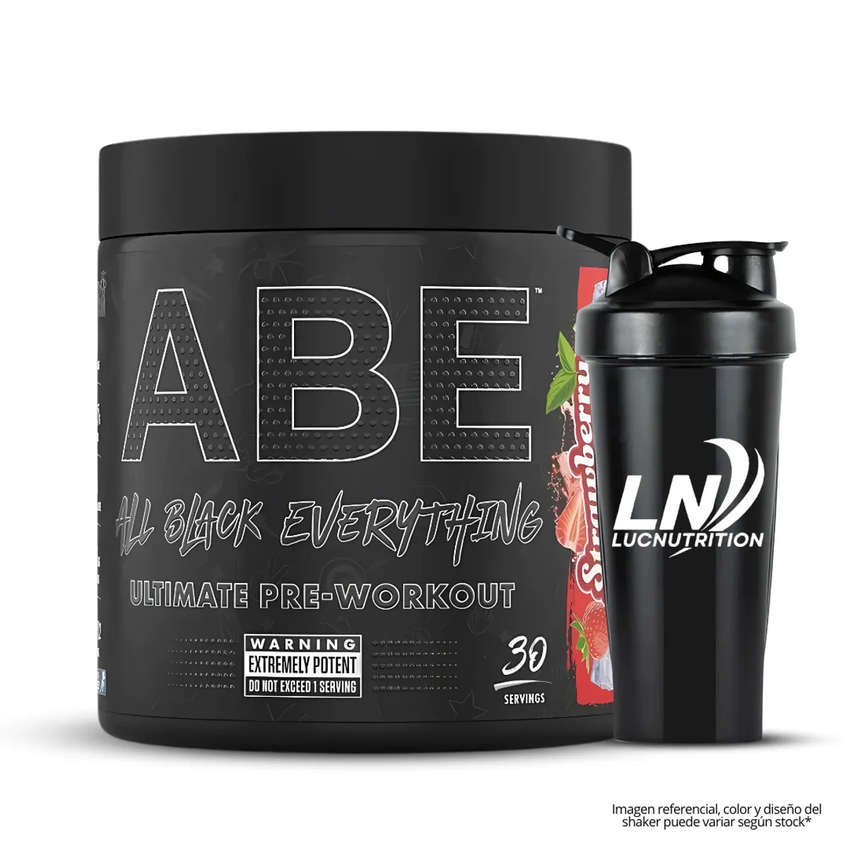 PRE-ENTRENO ABE ULTIMATE 30 SERVICIOS - STRAWBERRY MOJITO + SHAKER - 1
