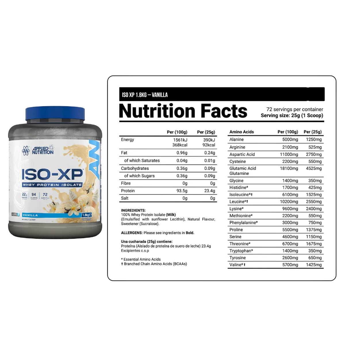 PROTEÍNA ISO XP 1.8  KG - VAINILLA + CREATINA APPLIED NUTRITION 250 G - 2