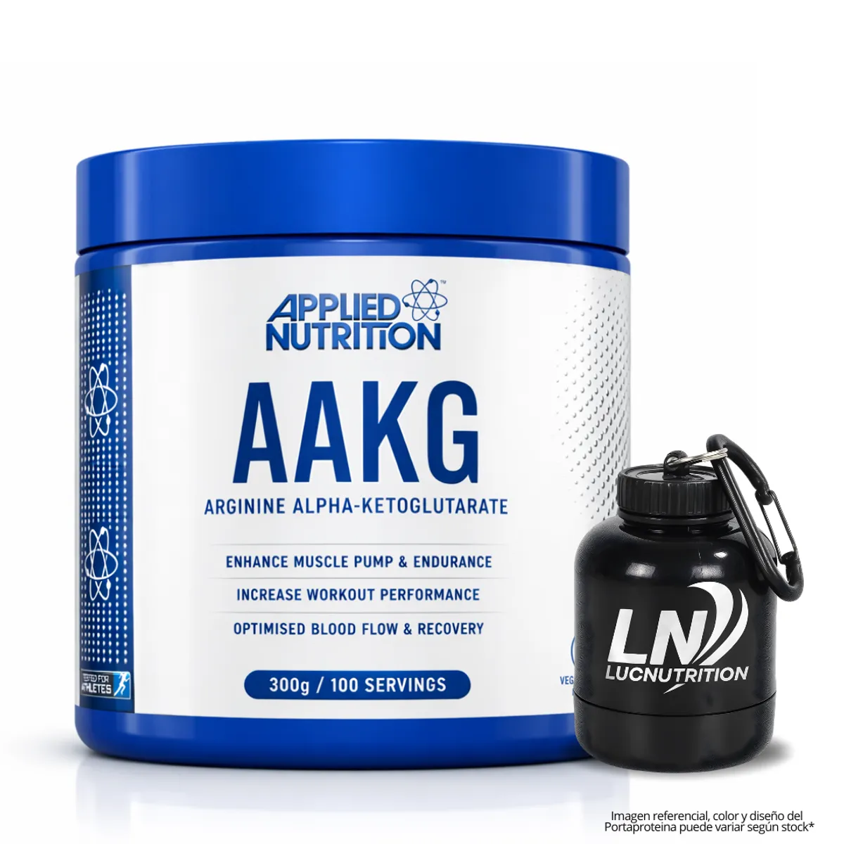 AAKG - ARGININE ALPHA-KETOGLUTARATE / ARGININA APPLIED NUTRITION 300 G - 100 SERV + PORTAPROTEINA - 1