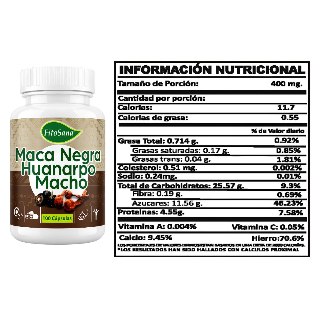 MACA NEGRA CON HUANARPO MACHO FITOSANA - 100 CAPSULAS - 2