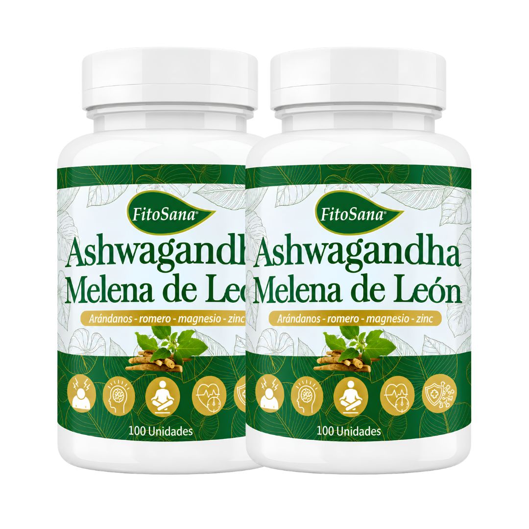 PACK X 02 - ASHWAGANDHA CON MELENA DE LEON FITOSANA - 100 CAPSULAS - 1