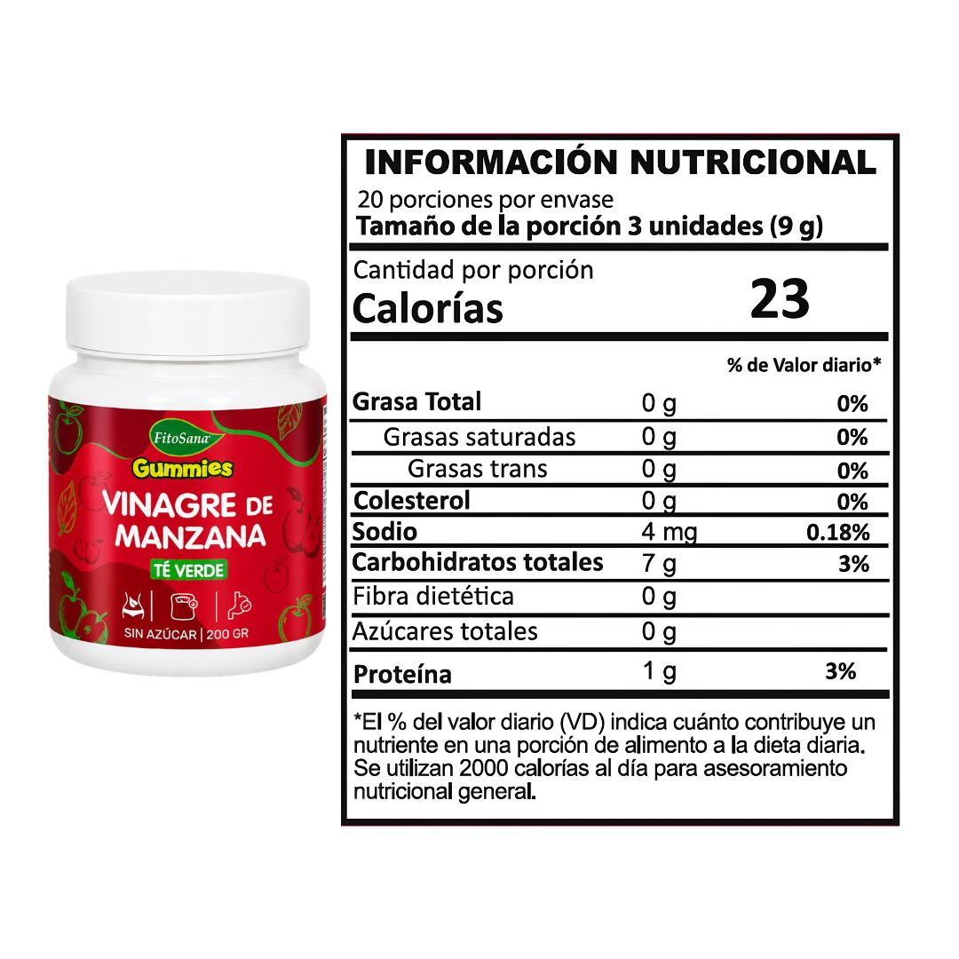 PACK X 02 - GOMITAS VINAGRE DE MANZANA CON TÉ VERDE FITOSANA - 200 G - 3