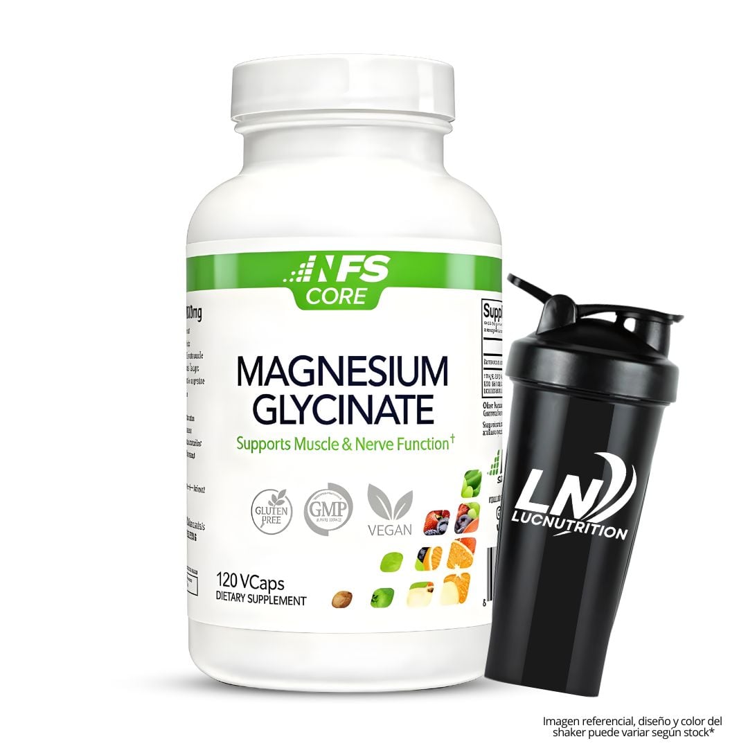GLICINATO DE MAGNESIO 400 MG NFS CORE - 120 CAPSULAS + SHAKER - 1