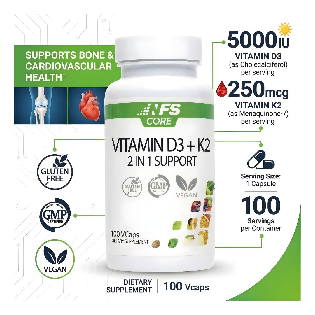 VITAMINA D3 + K2 NFS CORE - 100 CAPSULAS - 3