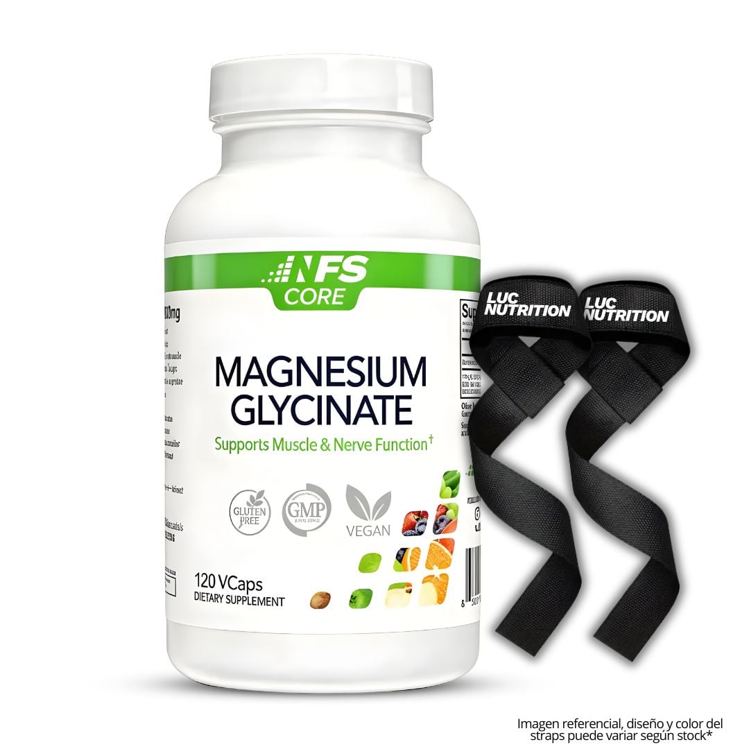 GLICINATO DE MAGNESIO 400 MG NFS CORE - 120 CAPSULAS + STRAPS - 1