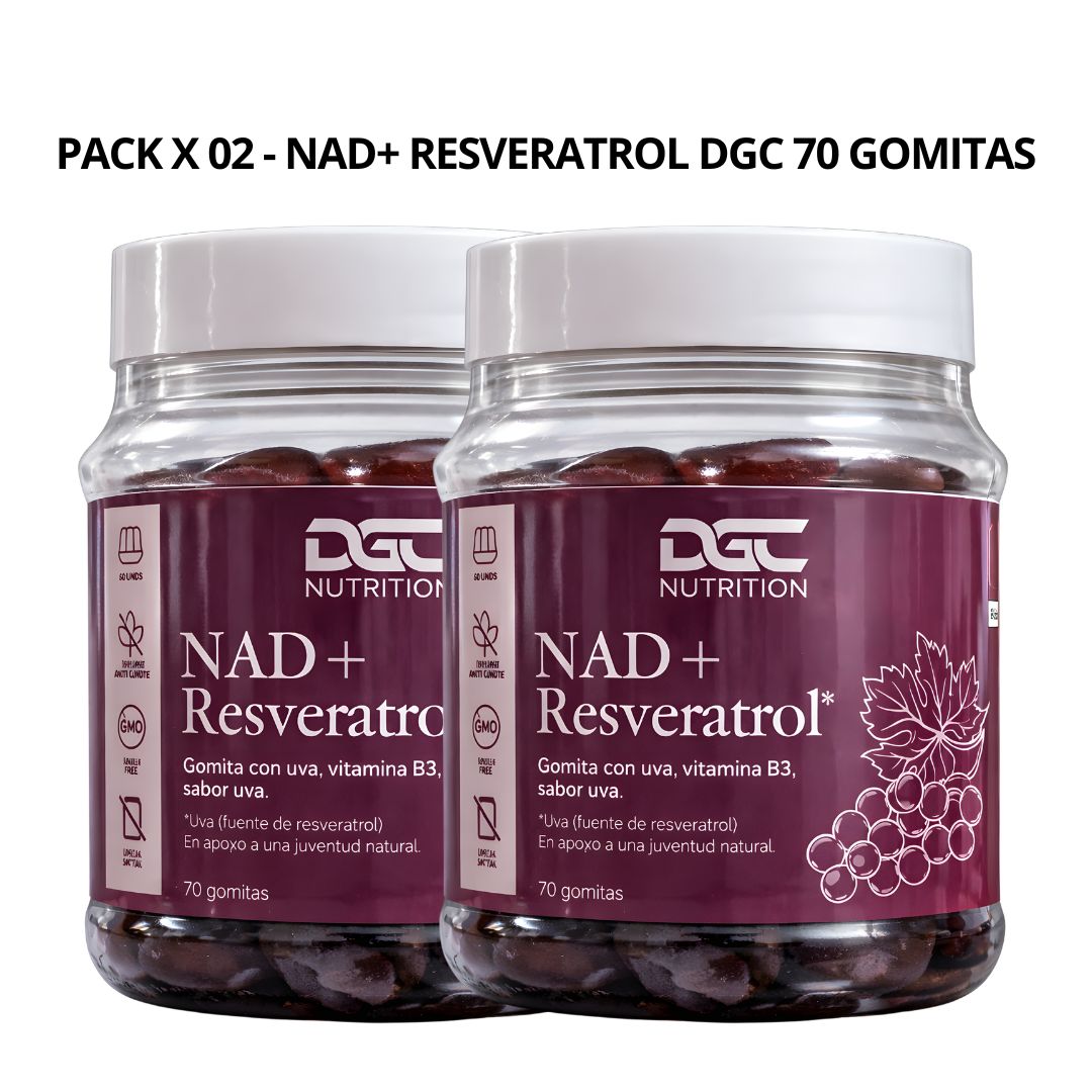 PACK X 02 - NAD + RESVERATROL EN GOMITAS DGC NUTRITION - 70 UNIDADES UVA - 1
