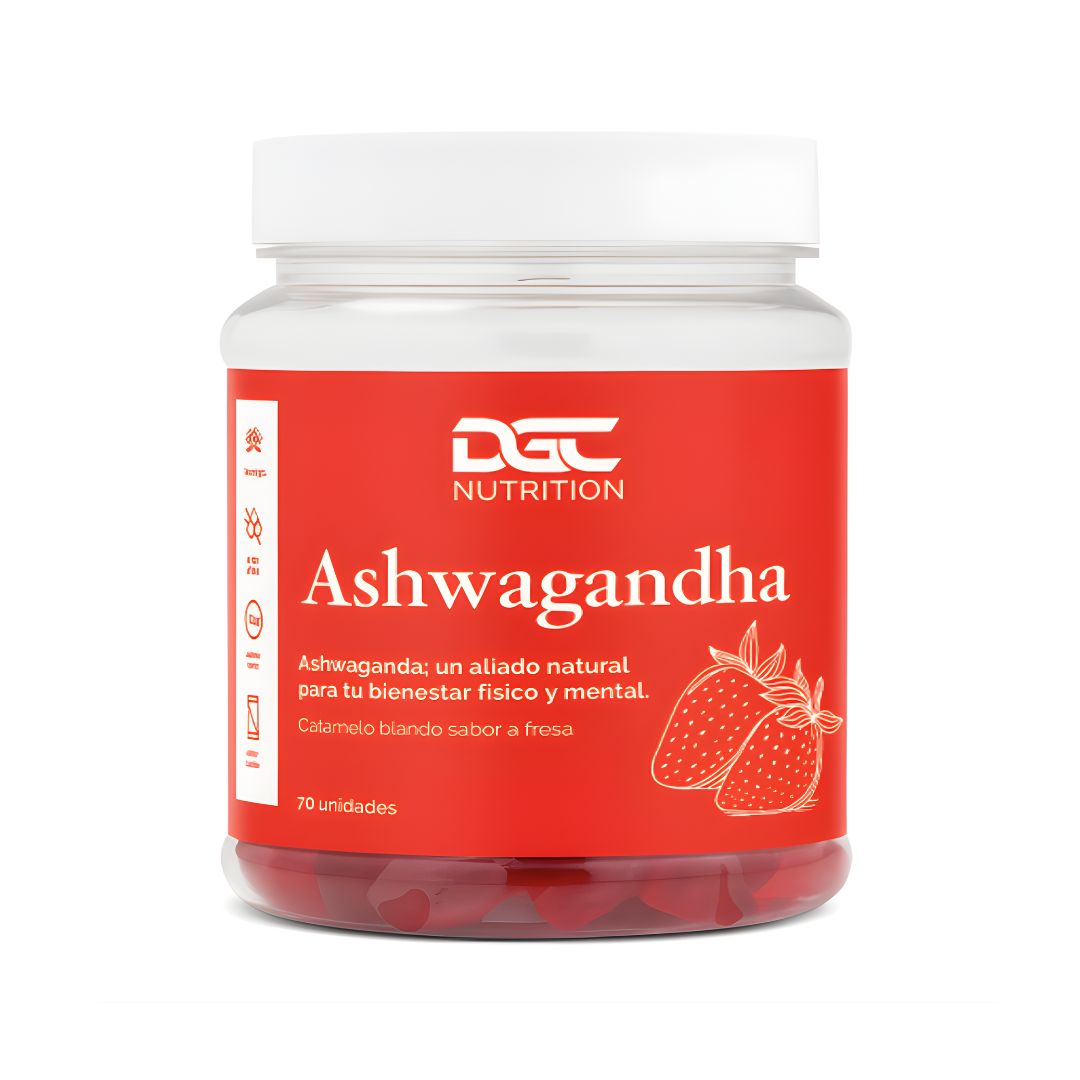 ASHWAGANDHA EN GOMITAS DGC NUTRITION - 70 UNIDADES FRESA - 1