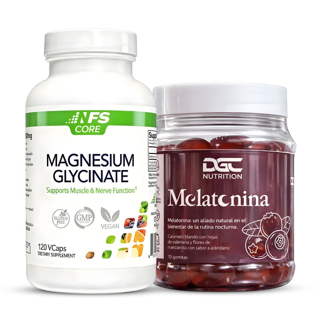 MELATONINA EN GOMITAS DGC NUTRITION 70 UND + GLICINATO DE MAGNESIO 400 MG NFS CORE 120 CAP - 1