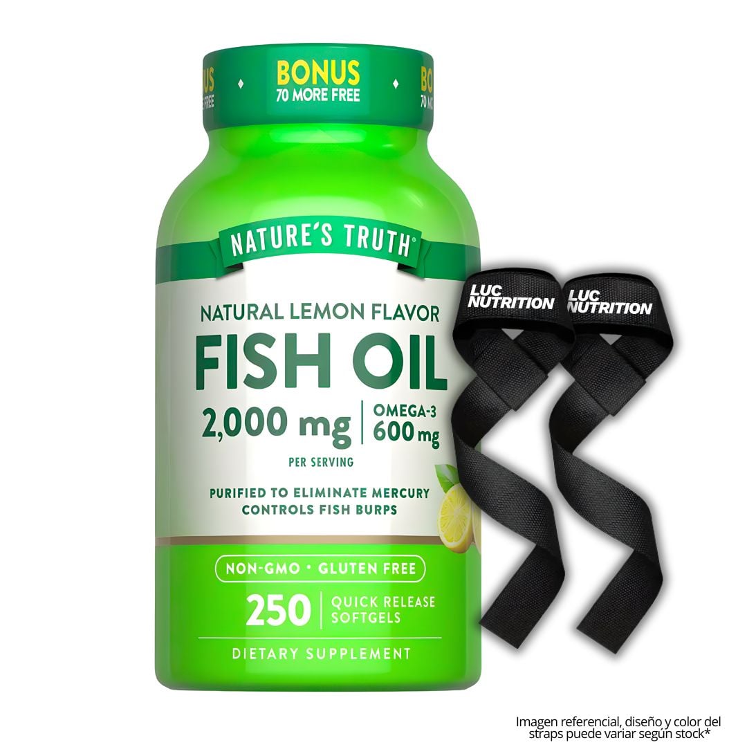 FISH OIL 2000MG / OMEGA 3 NATURE'S TRUTH - 250 CÁPSULAS + STRAPS - 1