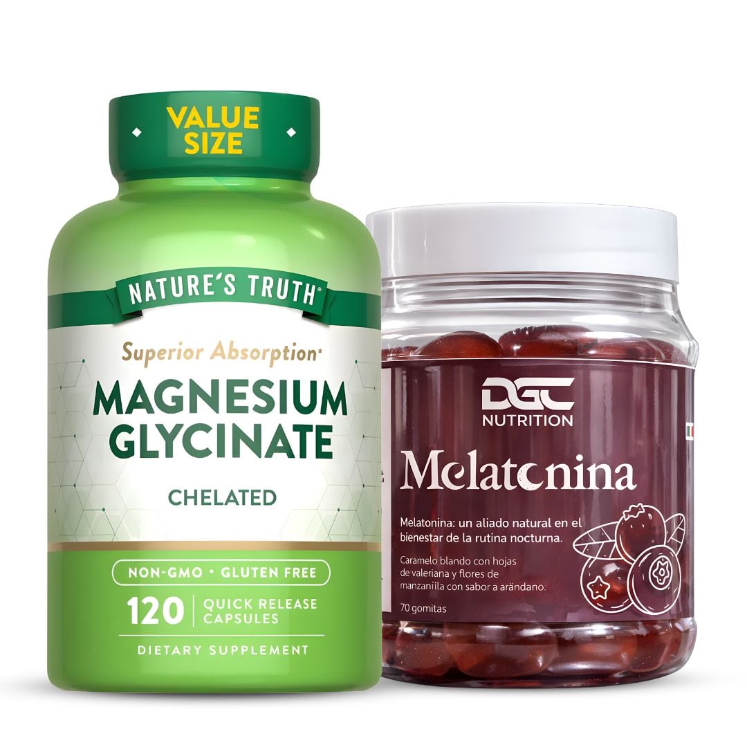 MELATONINA EN GOMITAS DGC NUTRITION 70 UND + GLICINATO DE MAGNESIO 200 MG NATURE'S TRUTH 120 CAP - 1