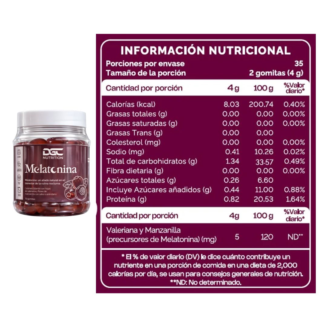MELATONINA EN GOMITAS DGC NUTRITION 70 UND + GLICINATO DE MAGNESIO 200 MG NATURE'S TRUTH 120 CAP - 2