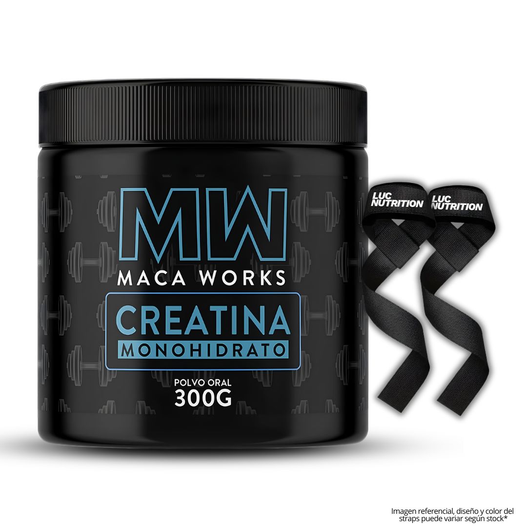 CREATINA MACA WORKS 300 G - CREATINA MONOHIDRATADA + STRAPS - 1