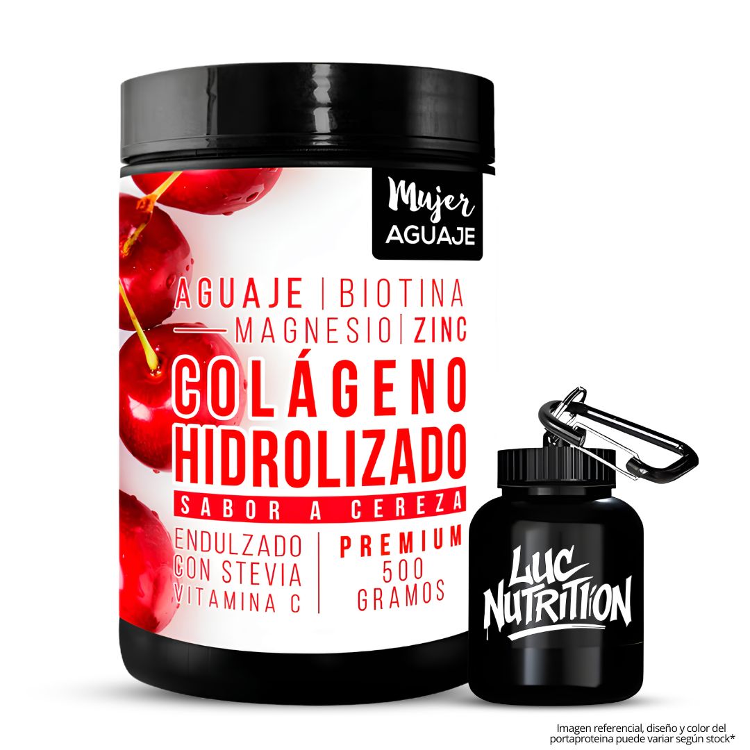COLAGENO HIDROLIZADO PREMIUM MUJER AGUAJE 500 G - CEREZA + PORTAPROTEINA - 1