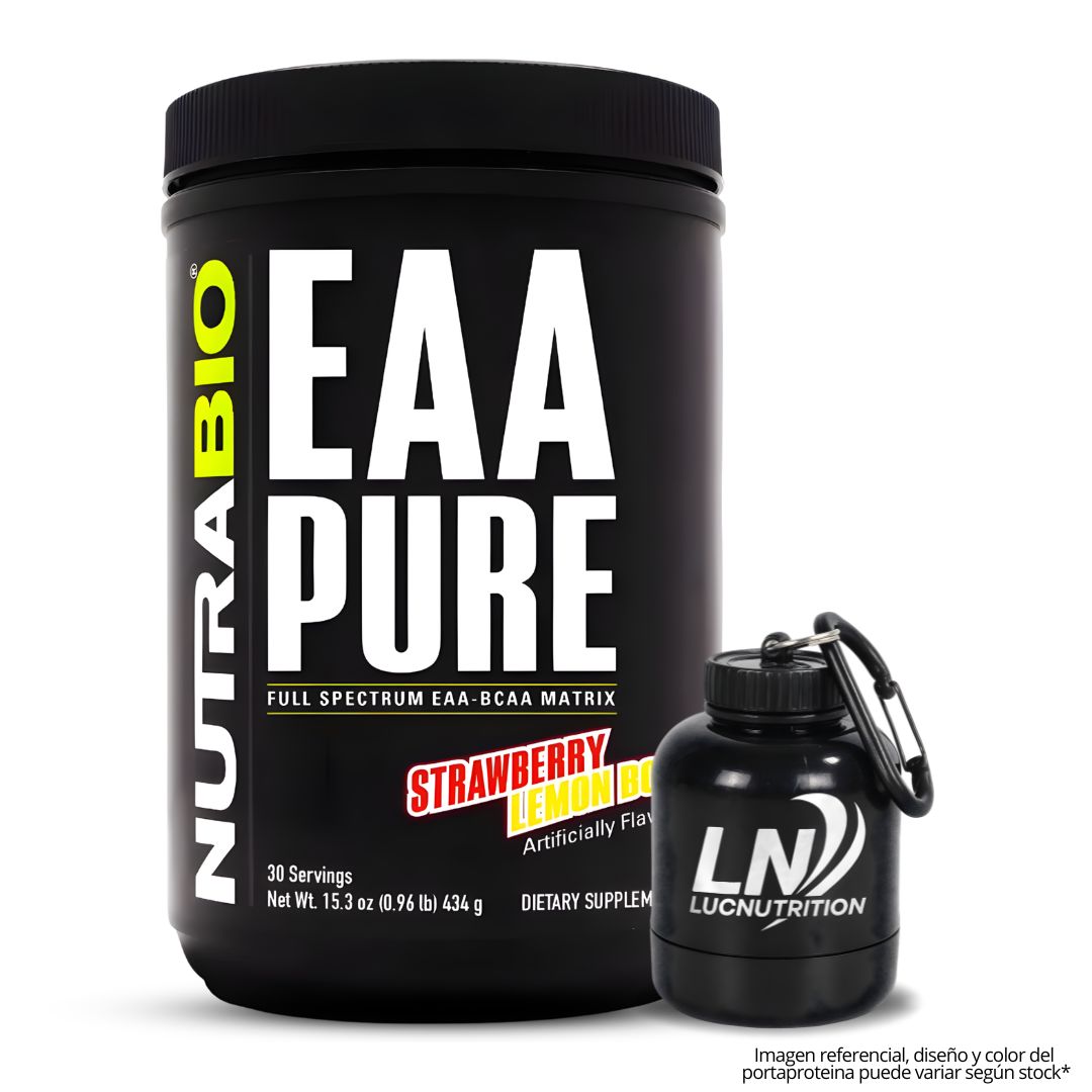 EAA PURE NUTRABIO AMINOÁCIDOS 30 SERVICIOS - STRAWBERRY LEMON BOMB + PORTAPROTEINA - 1