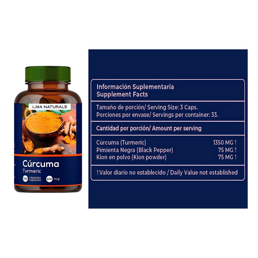PACK X 02 - CÁPSULAS DE CURCUMA LIMA NATURALS - 100 CAPSULAS - 3