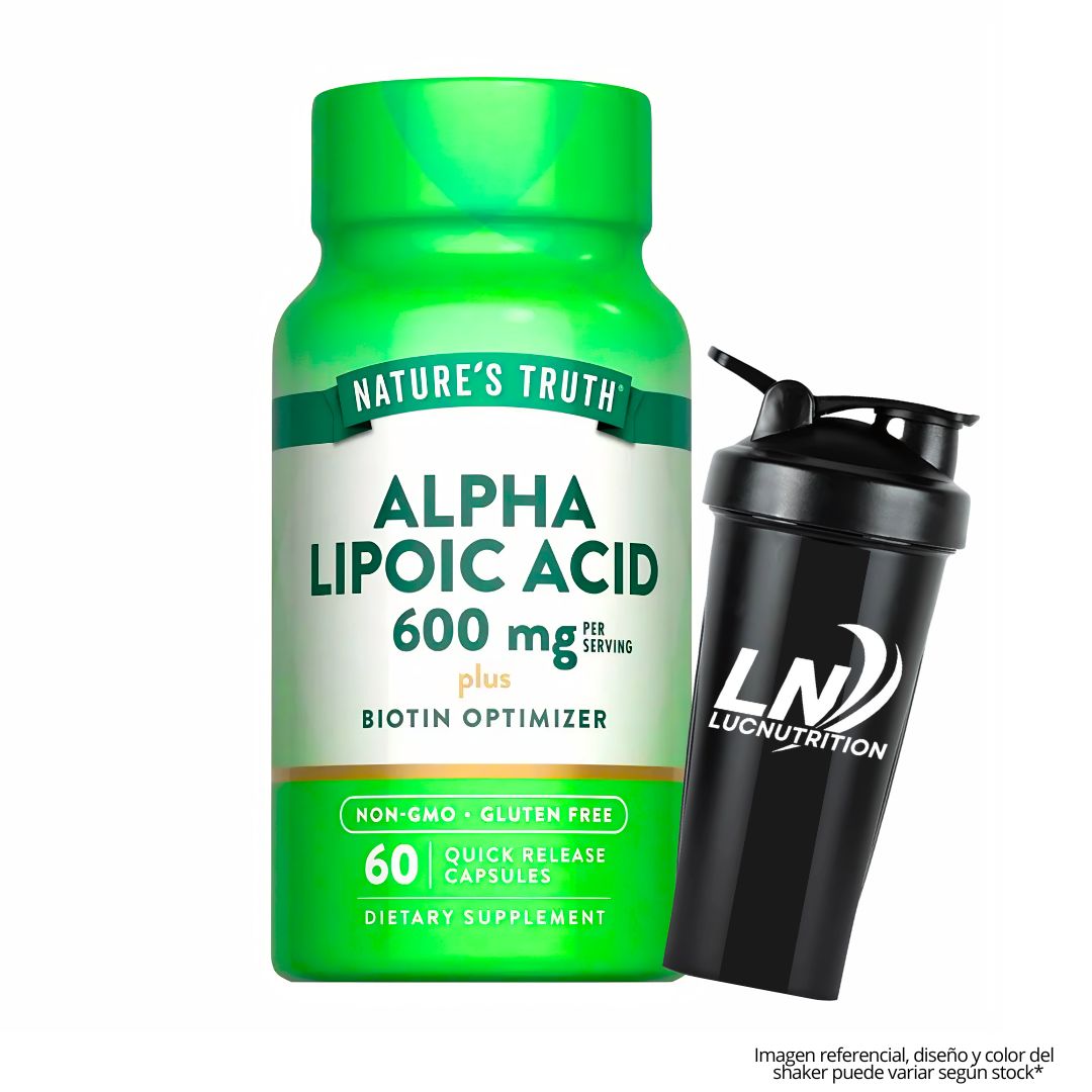 ALPHA LIPOIC ACID NATURE'S TRUTH 600 MG + BIOTINA - 60 CÁPSULAS + SHAKER - 1