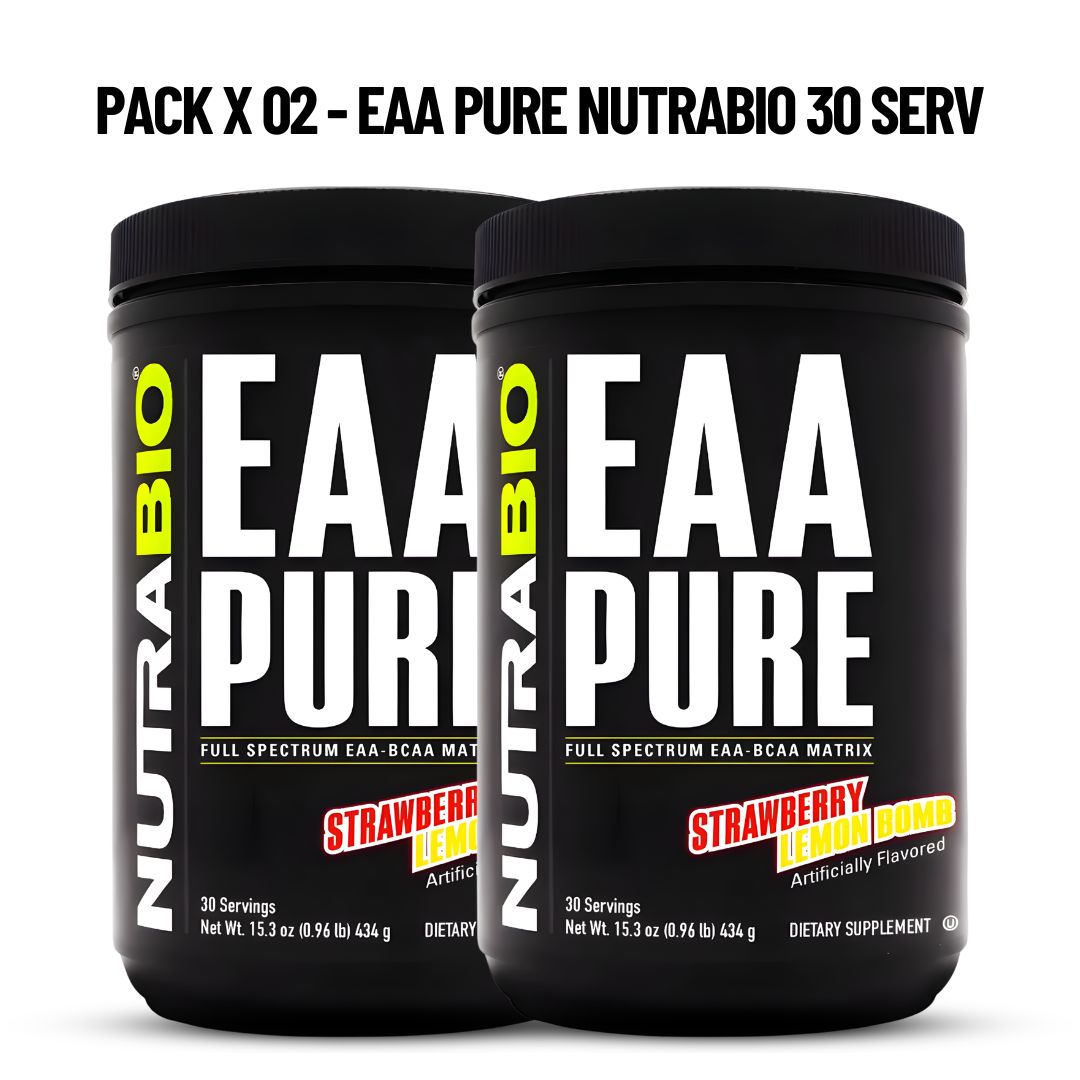 PACK X 02 - EAA PURE NUTRABIO AMINOÁCIDOS 30 SERVICIOS - STRAWBERRY LEMON BOMB - 1