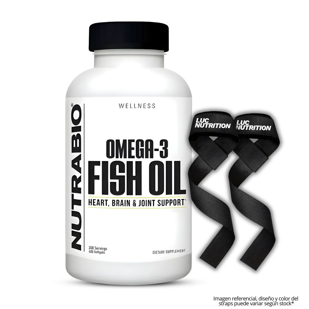 ACEITE DE PESCADO - FISH OIL OMEGA 3 NUTRABIO - 400 CÁPSULAS + STRAPS - 1