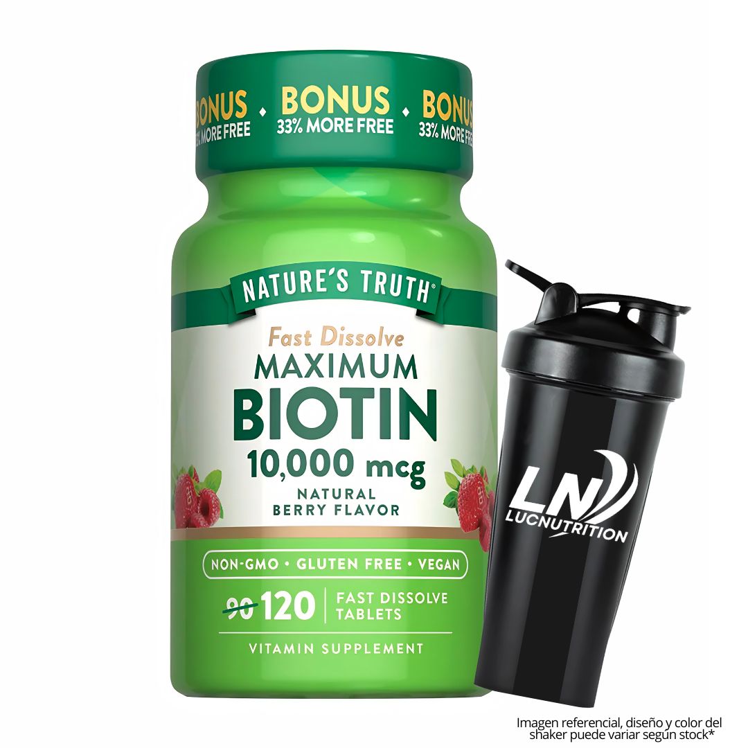 BIOTINA NATURE'S TRUTH 10000 MCG - 120 TABLETAS + SHAKER - 1