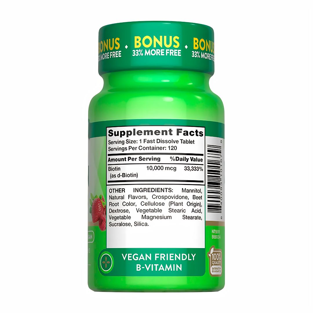 BIOTINA NATURE'S TRUTH 10000 MCG - 120 TABLETAS + SHAKER - 2