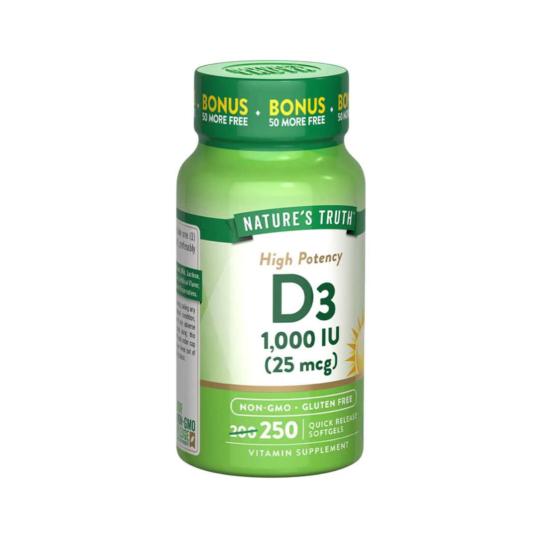 VITAMINA D3 1000 IU 25 MCG NATURE'S TRUTH - 250 CÁPSULAS - 3