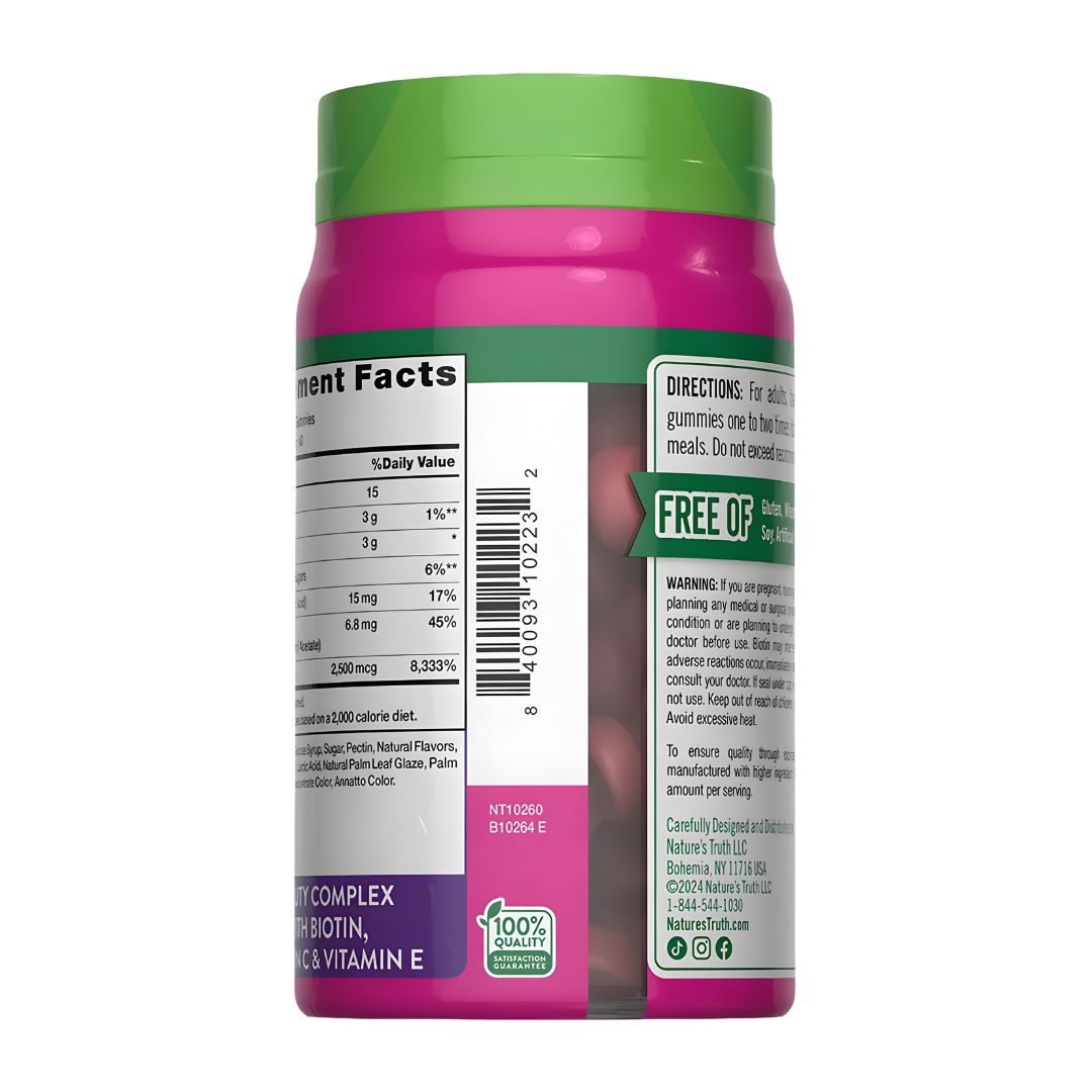HAIR, SKIN Y NAILS NATURE'S TRUTH / BIOTINA 2500 MCG - 80 GOMITAS - 3