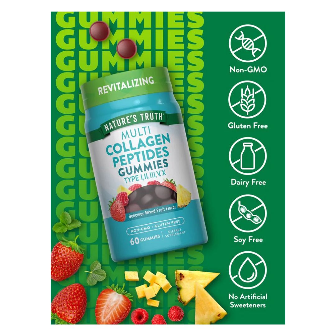 GOMITAS PÉPTIDOS DE COLÁGENO MÚLTIPLES TIPO 1, 2, 3, 5 Y 10 - MULTI COLLAGEN PEPTIDES 60 GOMITAS - 2
