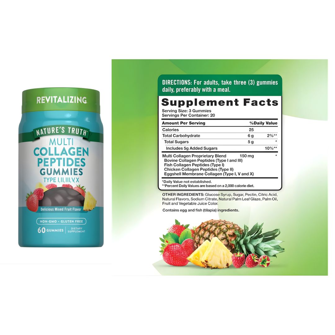 GOMITAS PÉPTIDOS DE COLÁGENO MÚLTIPLES TIPO 1, 2, 3, 5 Y 10 - MULTI COLLAGEN PEPTIDES 60 GOMITAS - 4