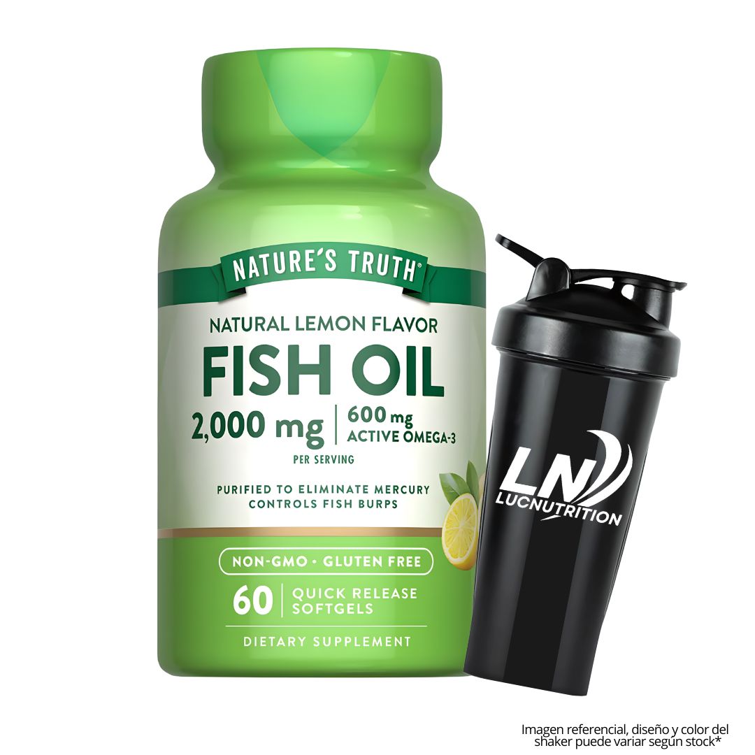 FISH OIL - 2000 MG OMEGA 3 NATURE'S TRUTH - 60 CÁPSULAS + SHAKER - 1