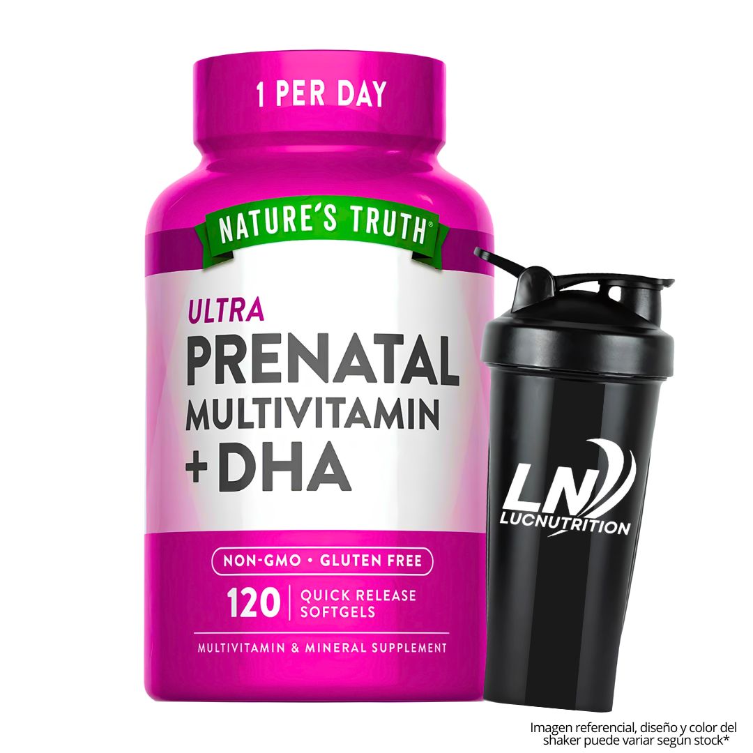 ULTRA PRENATAL MULTIVITAMÍNICO + DHA 120 CÁPSULAS - NATURE'S TRUTH + SHAKER - 1