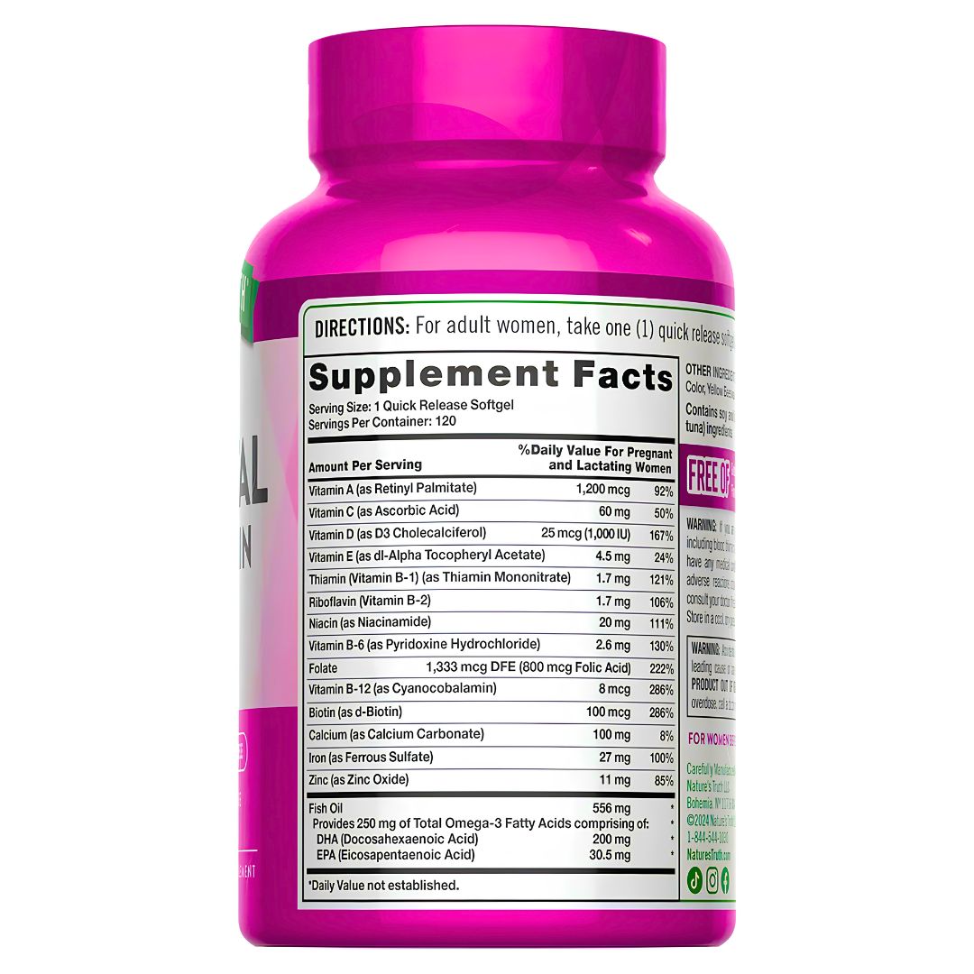 ULTRA PRENATAL MULTIVITAMÍNICO + DHA 120 CÁPSULAS - NATURE'S TRUTH + SHAKER - 2