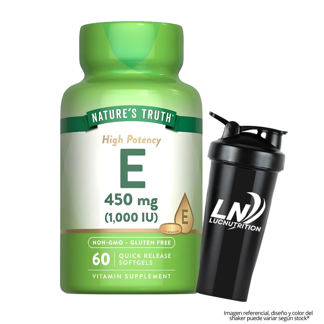 VITAMINA E 450 MG - 1000 IU / VITAMINA E NATURE'S TRUTH - 60 CÁPSULAS + SHAKER - 1