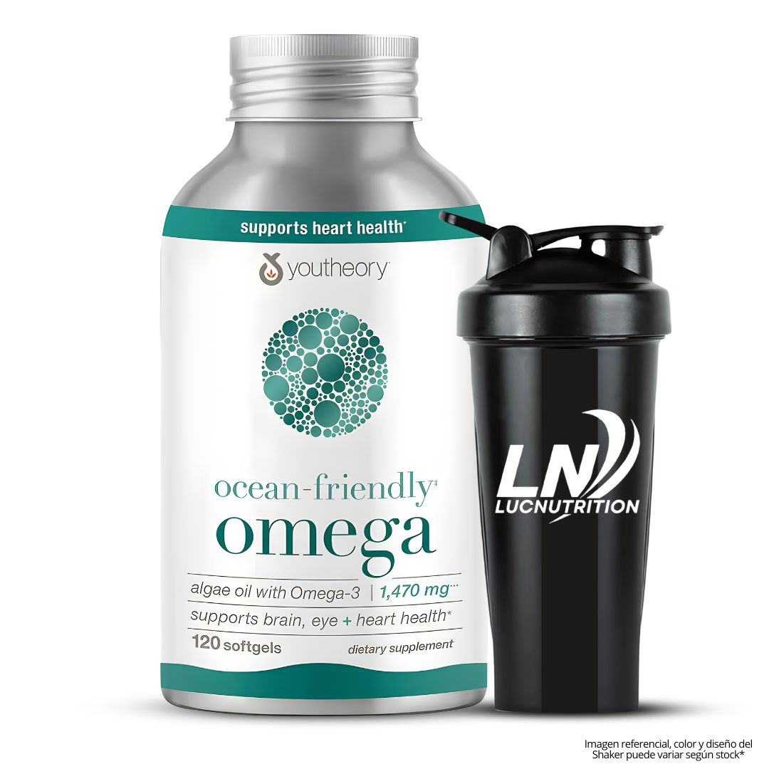 OMEGA 3 YOUTHEORY 1470MG - 120 CÁPSULAS + SHAKER - 1