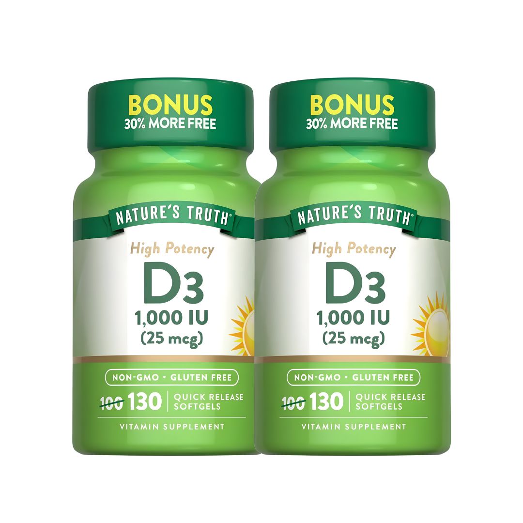 PACK X 02 - VITAMINA D3 1000 IU 25 MCG NATURE'S TRUTH - 130 CÁPSULAS - 1