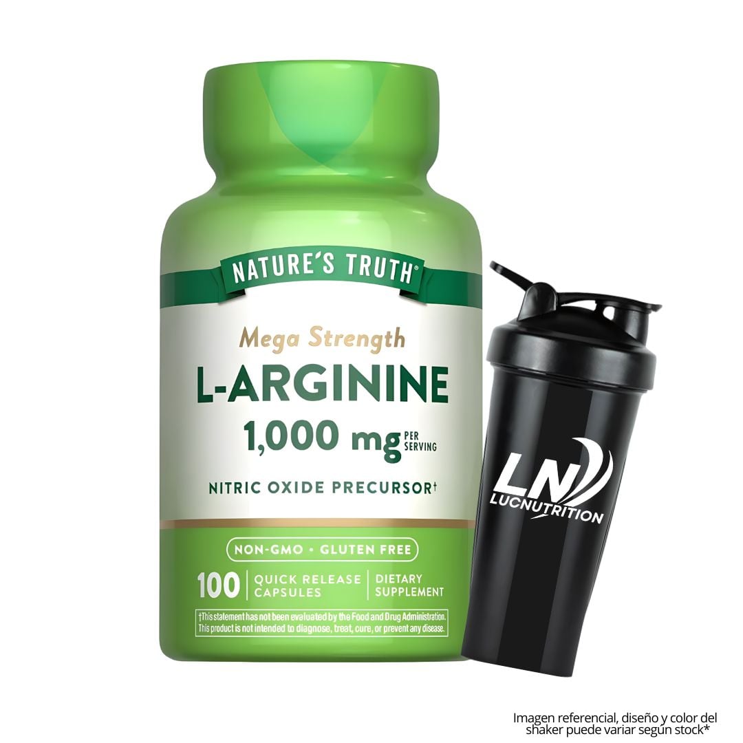 L-ARGININE / ARGININA EN CÁPSULAS NATURE'S TRUTH 1000 MG - 100 CAPSULAS + SHAKER - 1