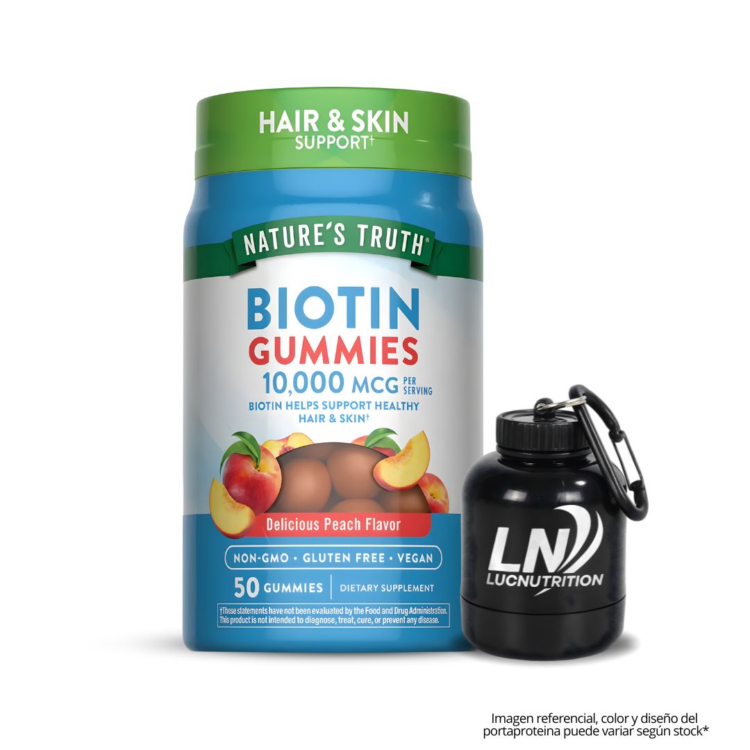GOMITA BIOTINA NATURE'S TRUTH 10.000 MCG BIOTIN GUMMIES - 50 GOMITAS + PORTAPROTEINA - 1