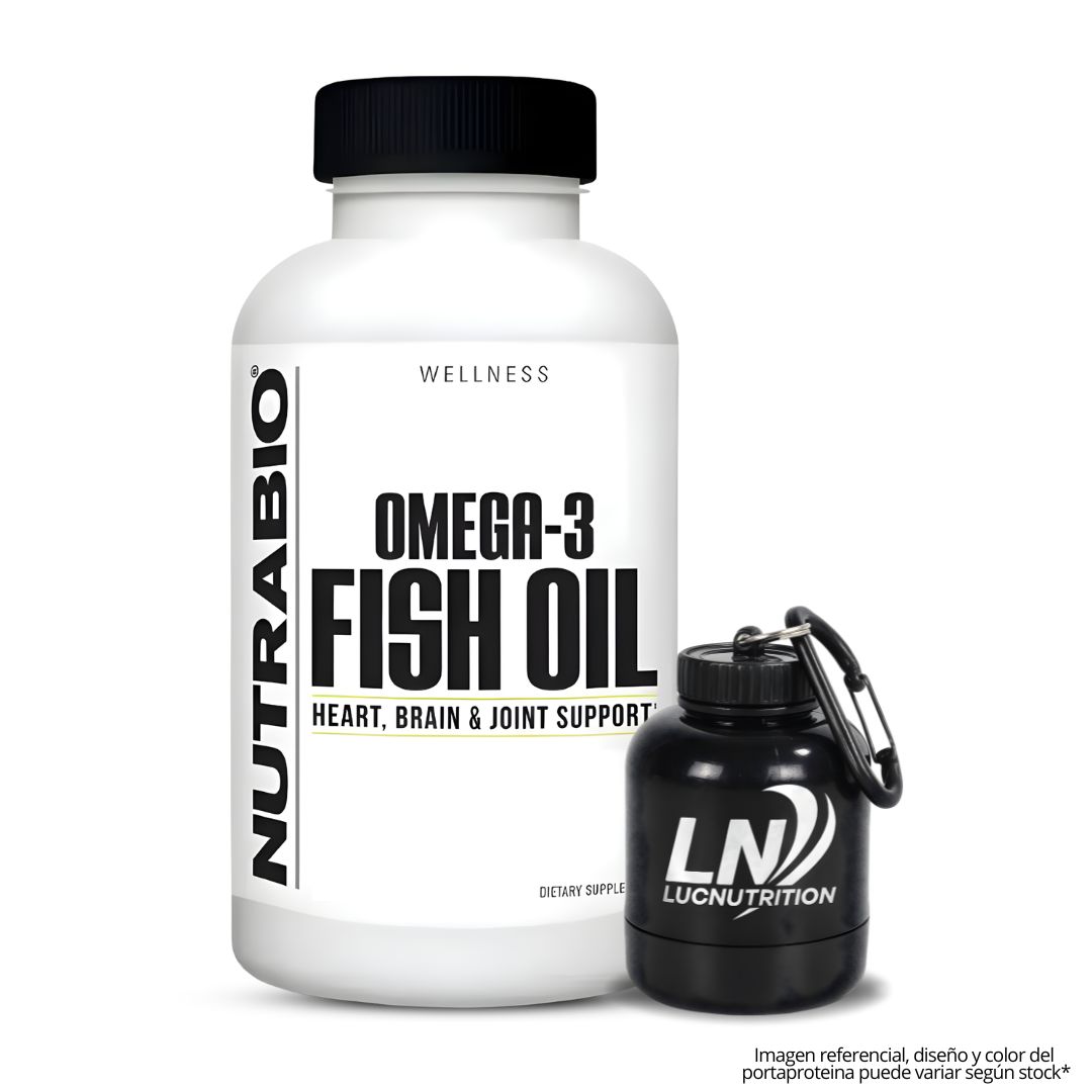 ACEITE DE PESCADO - FISH OIL OMEGA 3 NUTRABIO - 150 CÁPSULAS + PORTAPROTEINA - 1