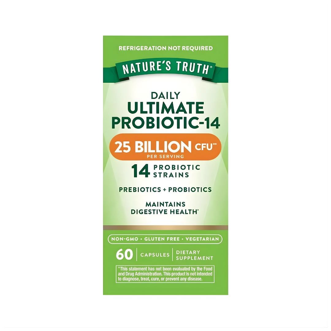 PREBIÓTICOS + PROBIÓTICOS 25 MIL MILLONES CFU - 60 CÁPSULAS - NATURE'S TRUTH + SHAKER - 2
