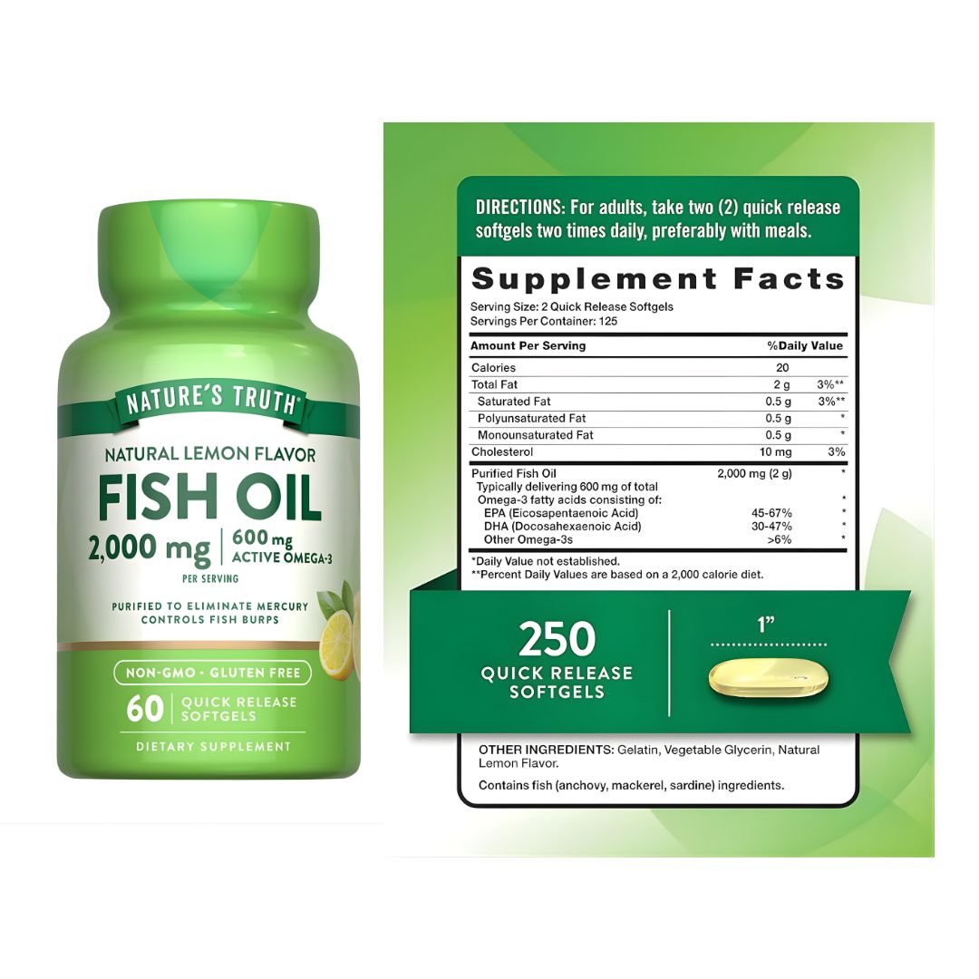 PACK X 02 - FISH OIL 2000 MG OMEGA 3 NATURE'S TRUTH - 60 CÁPSULAS - 3