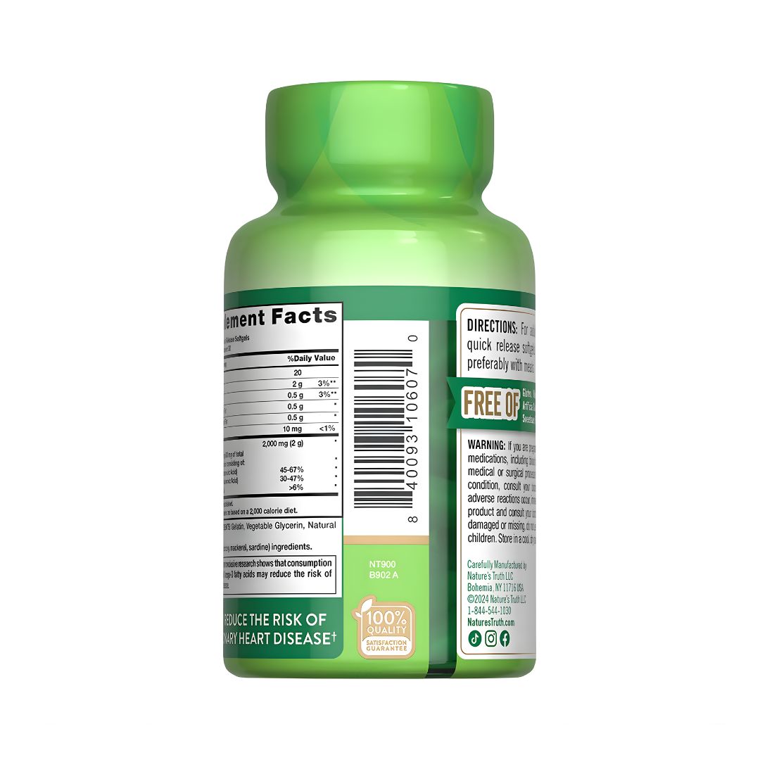 PACK X 02 - FISH OIL 2000 MG OMEGA 3 NATURE'S TRUTH - 60 CÁPSULAS - 4