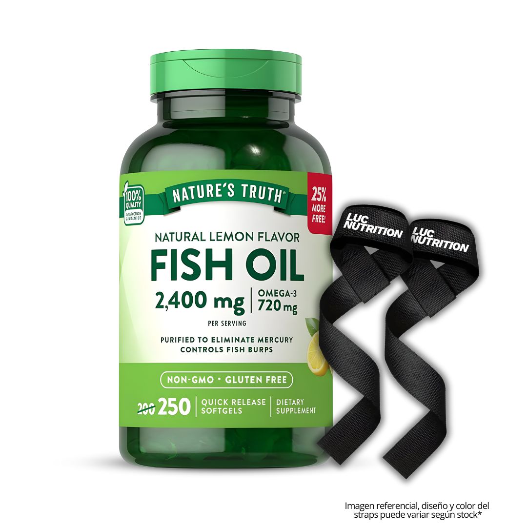 FISH OIL 2400MG - OMEGA 3 NATURE'S TRUTH 250 CAPSULAS + STRAPS - 1