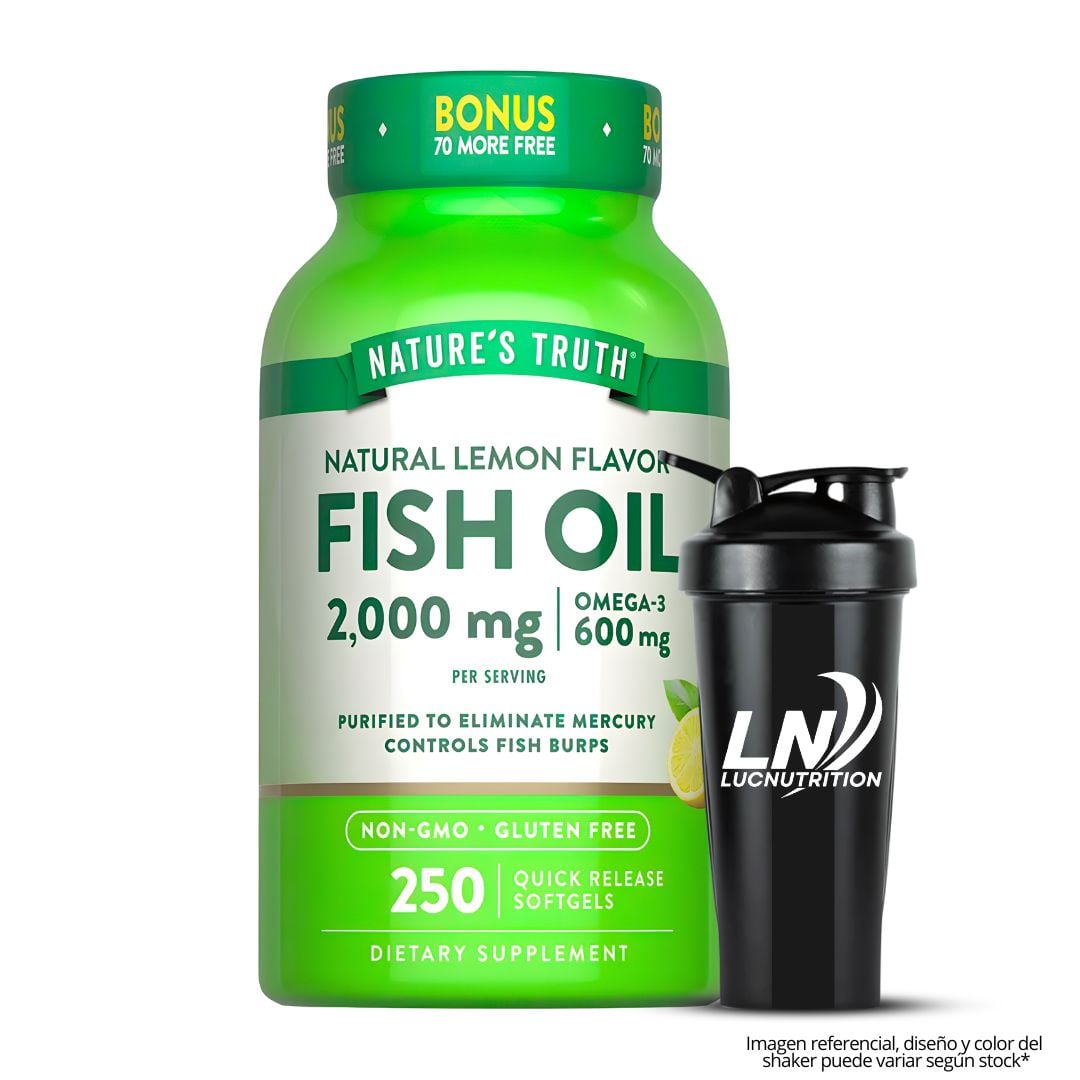 FISH OIL 2000MG / OMEGA 3 NATURE'S TRUTH - 250 CÁPSULAS + SHAKER - 1