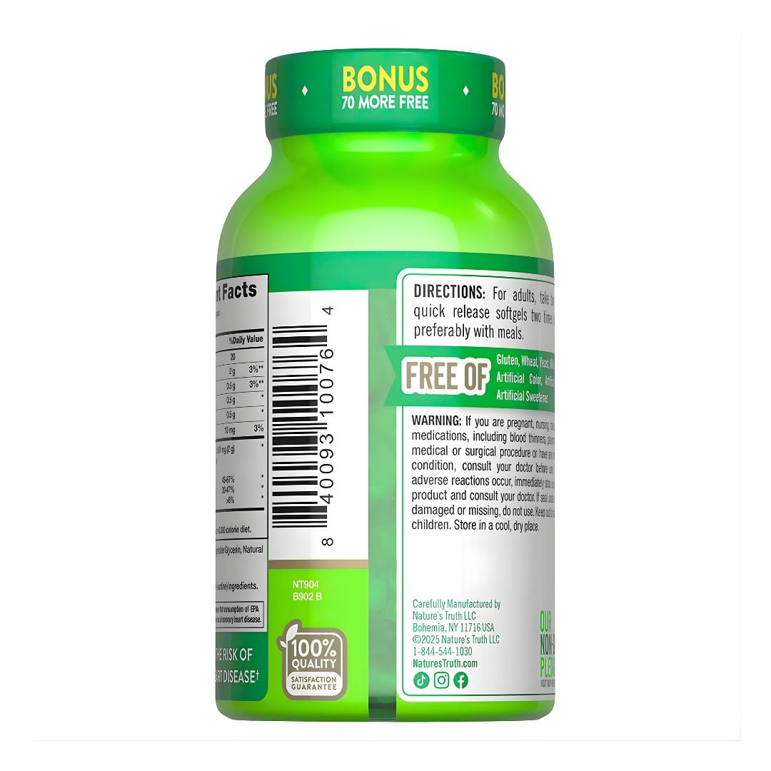 FISH OIL 2000MG / OMEGA 3 NATURE'S TRUTH - 250 CÁPSULAS + SHAKER - 3