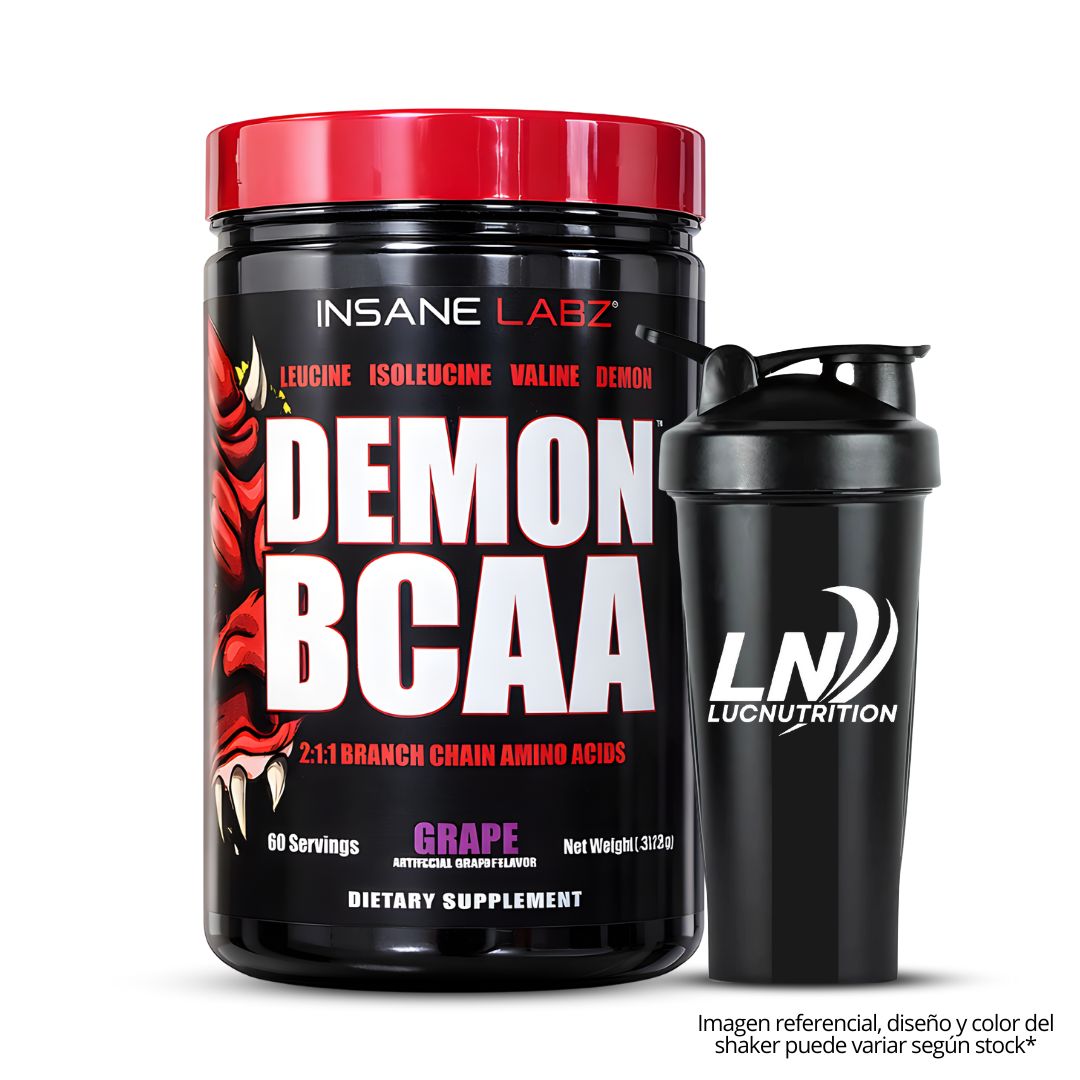 DEMON BCAA / ANMINOÁCIDOS INSANE LABZ 60 SERVICIOS - GRAPE + SHAKER - 1