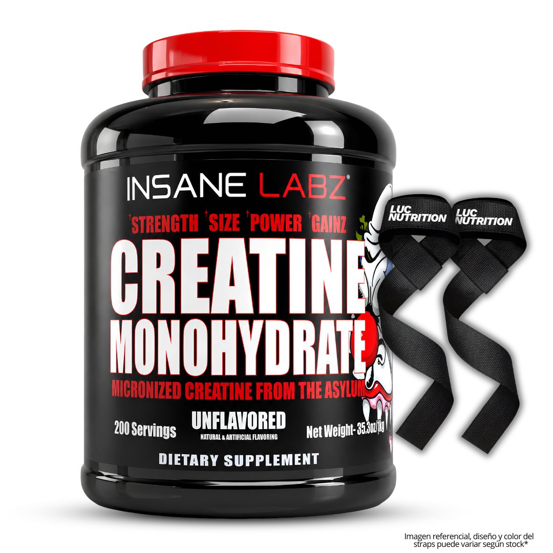 CREATINA INSANE LABZ 1 KG - CREATINA MONOHIDRATADA Y MICRONIZADA + STRAPS - 1
