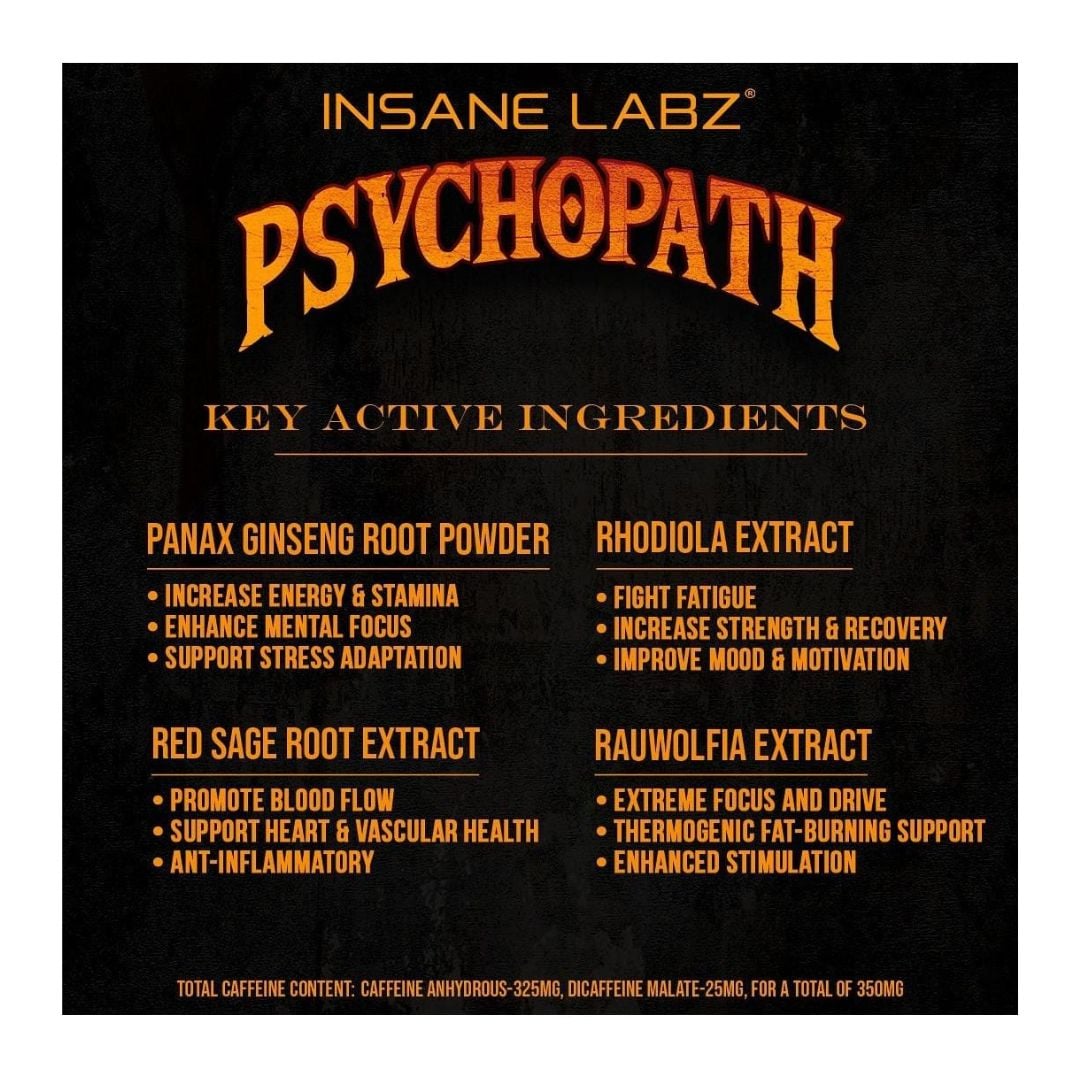 PSYCHOPATH 30 SERVICIOS - PRE ENTRENO INSANE LABZ PSYCHOTIC - FRUIT PUNCH - 3