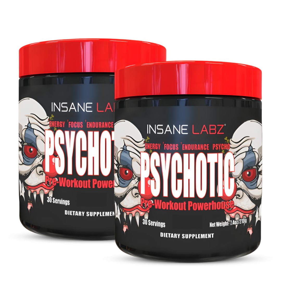 PACK X 02 - PRE-ENTRENO PSYCHOTIC ROJO 30 SERVICIOS - FRUIT PUNCH - 1