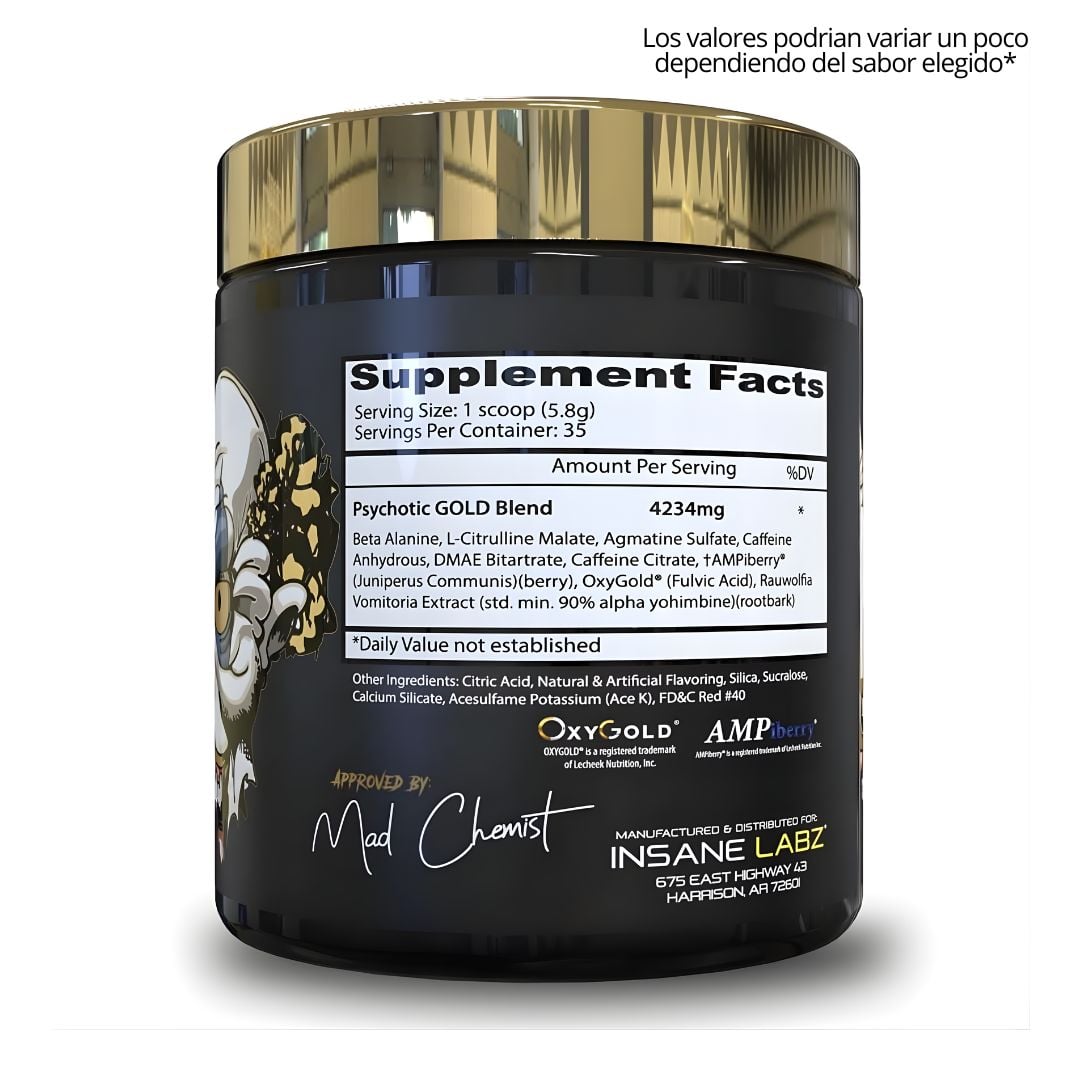 PSYCHOTIC GOLD 35 SERVICIOS / PRE-ENTRENO INSANE LABZ - FRUIT PUNCH - 2