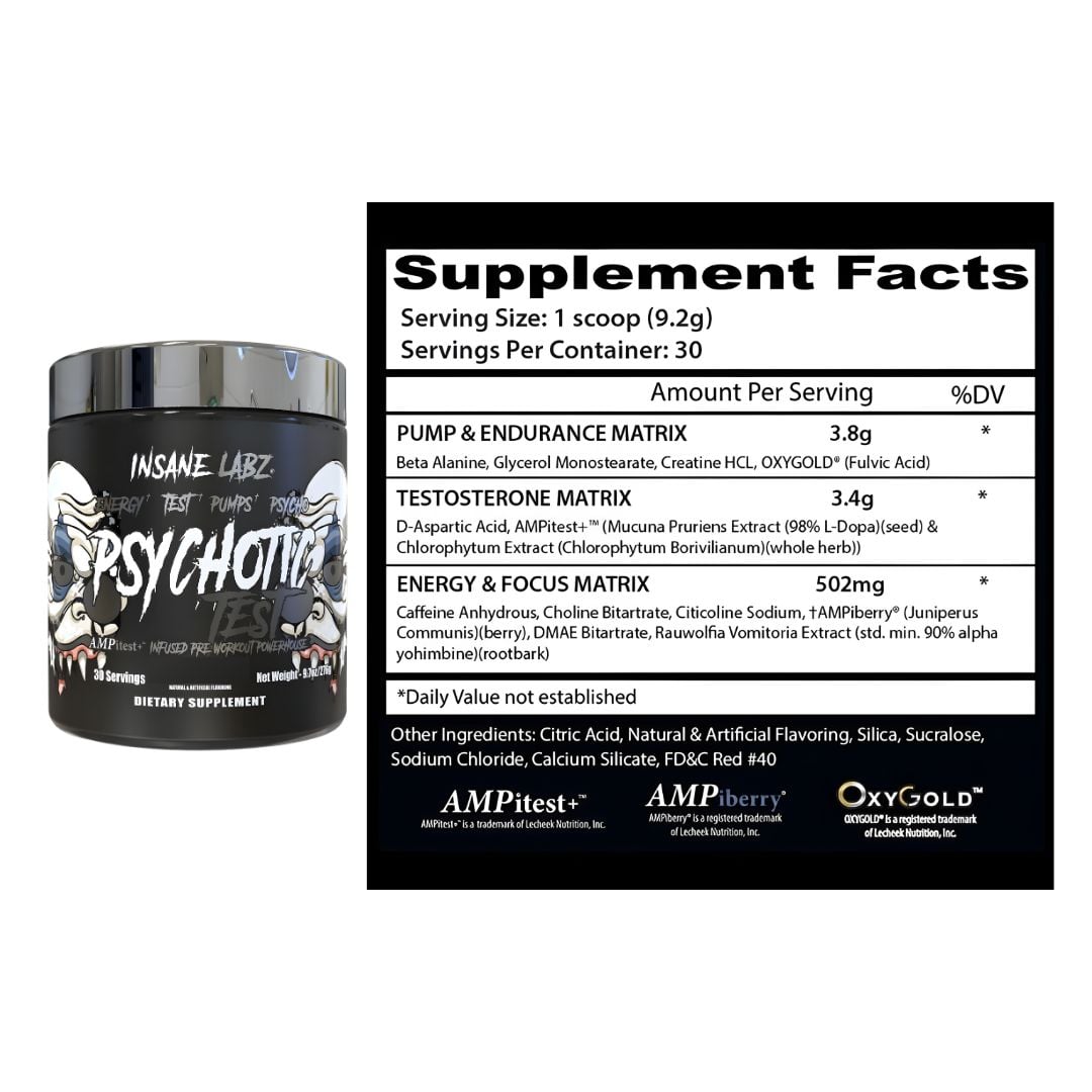 PSYCHOTIC TEST 30 SERVICIOS / PRE-ENTRENO CON PRECURSOR DE TESTOSTERONA - WATERMELON - 2