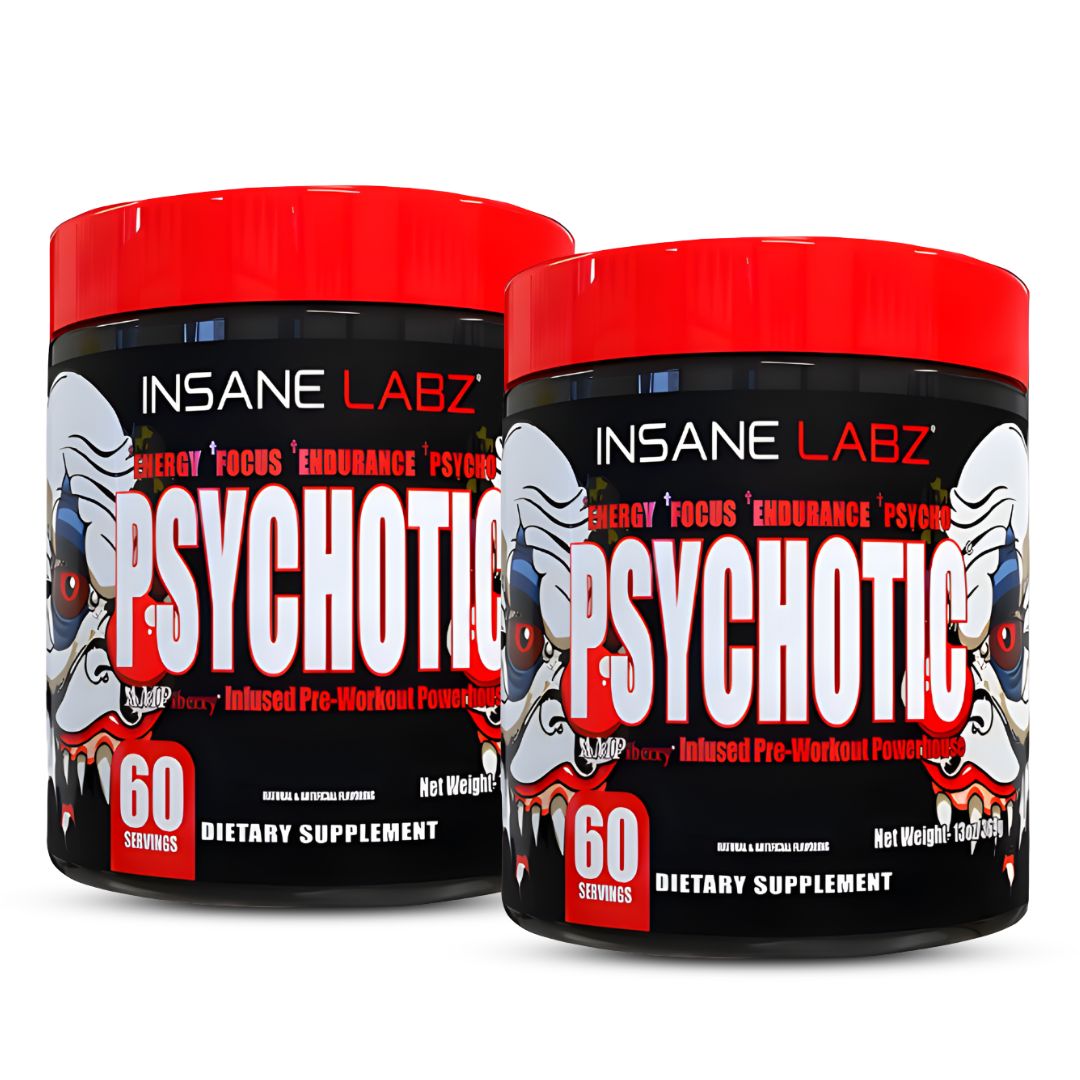 PACK X 02 - PRE-ENTRENO PSYCHOTIC ROJO 60 SERVICIOS - FRUIT PUNCH - 1